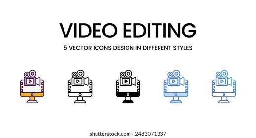 Video Editing Icons different style vector stock illustration