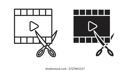 Video Edición de iconos. Iconos de contorno Vector colección. ilustraciones planas