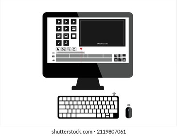 Video Editing Interface For Editors. Post Production. Timeline Editing Symbol.