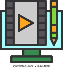 Video Editing Line Filled Vector Icon Design