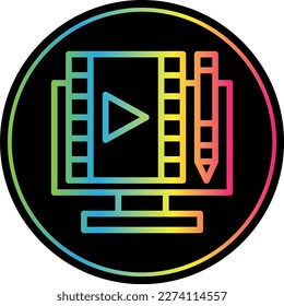 Video Editing Line Gradient Due Color Vector Icon Design