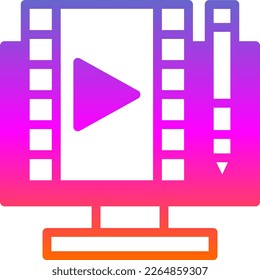 Video Editing Line Gradient Vector Icon Design