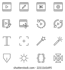 Video Editing Line Icon Set