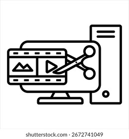 Video Editing Outline Icon Vector Illustration