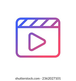 Video editing pixel perfect gradient linear ui icon. Production. Visual content creation. Edit footage. Line color user interface symbol. Modern style pictogram. Vector isolated outline illustration