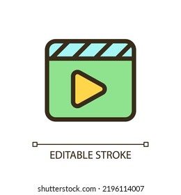 Video Editing Pixel Perfect RGB Color Ui Icon. Production Process. Simple Filled Line Element. GUI, UX Design For Mobile App. Vector Isolated Pictogram. Editable Stroke. Arial Font Used