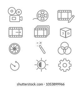  Video Editing Related Vector Line Icons