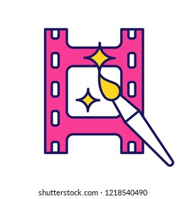 Video editing software color icon. Graphics design. Film making. Video editor. Isolated vector illustration