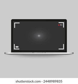 Video editing software on laptop computer. Workplace for freelancer and editor, vlogger or movie making, vector flat illustration