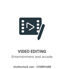 Video editing vector icon on white background. Flat vector video editing icon symbol sign from modern entertainment and arcade collection for mobile concept and web apps design.