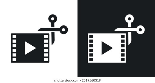 Video Conjunto de iconos de Vector de línea de edición en estilo sólido y de contorno.