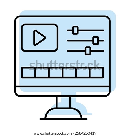 Video Editioncolor shadow line icon outline icon, pixel perfect