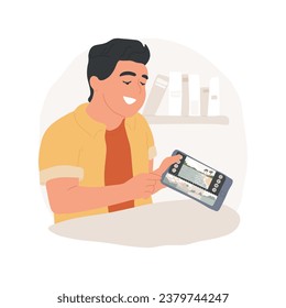Video editor app isolated cartoon vector illustration. Teenager holding smartphone and working with video editing software, clip on the gadgets screen, honing new skill vector cartoon.