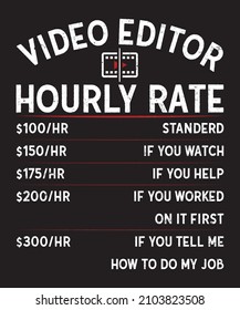 Video Editor Hourly Rate Typography