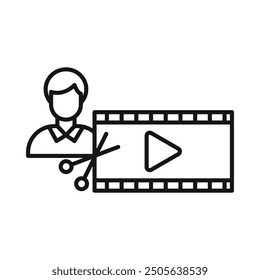 video Editor icon Black line art vector logo