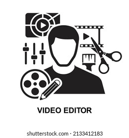 Video editor icon isolated on white background vector illustration.