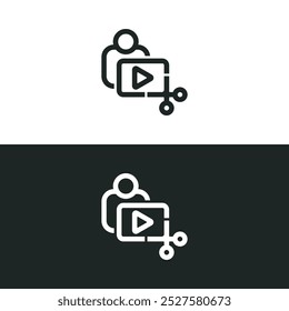 Ícone do editor de vídeo isolado no fundo branco. As ilustrações vetoriais são feitas com software baseado em vetor, não com resultados gerados por IA.