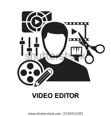 Video editor icon isolated on white background vector illustration.