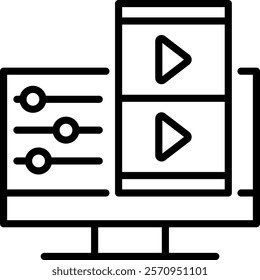 Video Editor Icon Line Vector Illustration