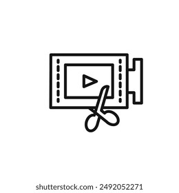 video Editor icon outline collection in black and on white background