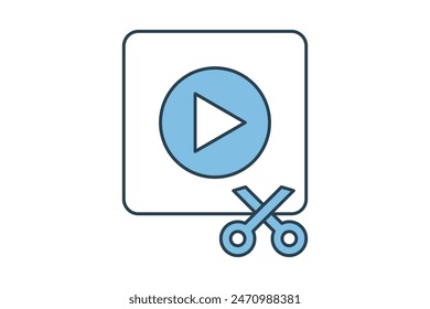 Video Editor icon. icon relacionado con la herramienta de edición. adecuado para Sitio web, App, interfaces de usuario, imprimible, etc. estilo de icono de línea plana. diseño de Vector simple editable