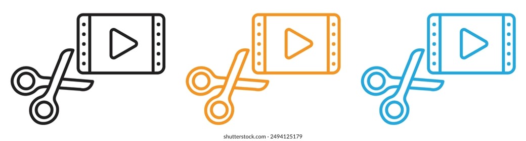 video Editor icon vector logo set collection for web app ui