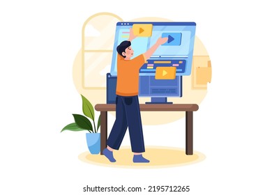 Video Editor Illustration concept on white background
