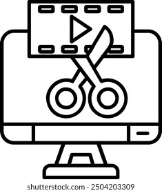 Video editor Line vector Icon Design
