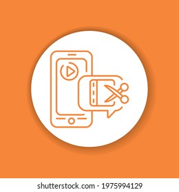 Video editor mobile application in smartphone color glyph icon. Pictogram for web page, mobile app, promo. UI UX GUI design element.