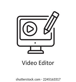 Video Editor Vector Outline Icon Design illustration. Design and Development Symbol on White background EPS 10 File