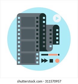 Video editting flat style, colorful, vector icon for info graphics, websites, mobile and print media.