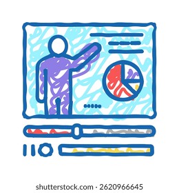 vídeo educação lição doodle ícone esboço vetor. vídeo educação lição sinal. símbolo isolado ilustração