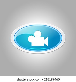 Video Elliptical Vector Blue Web Icon Button
