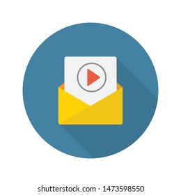 video email glyph flat vector icon
