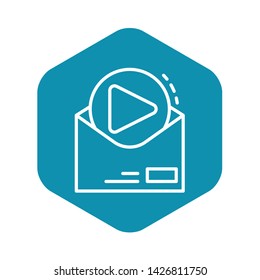 Video email sent icon. Outline video email sent vector icon for web design isolated on white background