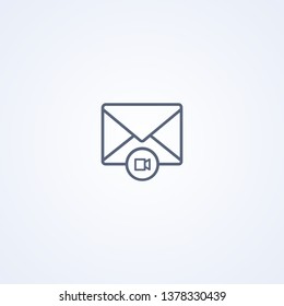 Video email, vector best gray line icon on white background, EPS 10