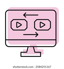 Video Encoding color shadow line icon outline icon, pixel perfect