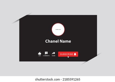 Video end screen Background. Subscribe Button, like, bell and share Icon.  wireframe design.