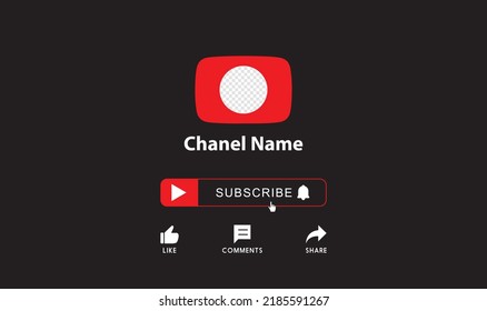 Video end screen Background. Subscribe Button, like, bell and share Icon.  wireframe design.