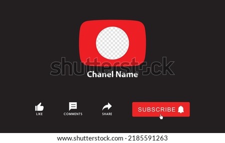 Video end screen Background. Subscribe Button, like, bell and share Icon.  wireframe design.