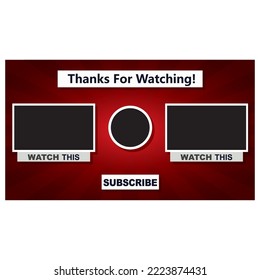 carte rouge de l'écran de fin de vidéo merci d'avoir regardé l'illustration vectorielle HD extérieure design moderne 