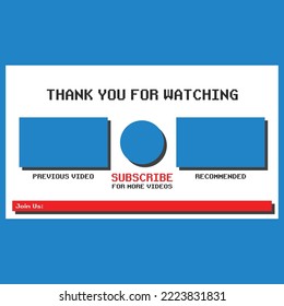 video End screen red and white gaming vlogger design modern template