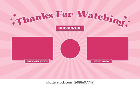 Video End Screen Template. Video Pink Template, background, Outro Card, endscreen. Social media design