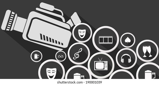 Video and entertainment,Dark version,vector