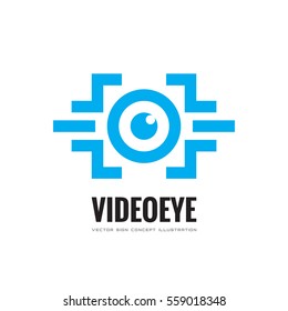 Video eye - vector business logo template concept illustration. Modern & future vision tech creative sign. Security technology and surveillance. Photography icon. Design element. 