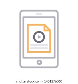 video file colour line vector icon