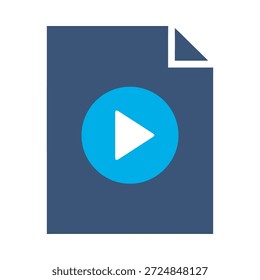 Video Icono de documento Icono de documento Diseño de Vector plano azul Símbolo de reproducción multimedia Símbolo de película Registro de datos de película Signo de elemento gráfico