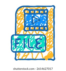 video file doodle icon sketch vector. video file sign. isolated symbol illustration