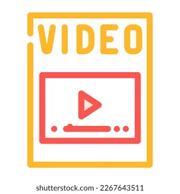 video file format document color icon vector. video file format document sign. isolated symbol illustration