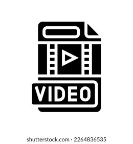 video file format document glyph icon vector. video file format document sign. isolated symbol illustration